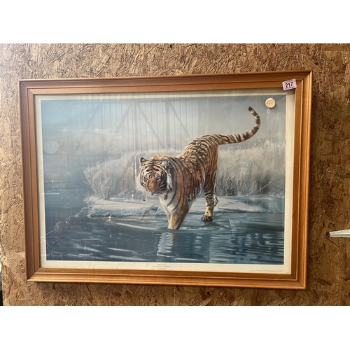 217 - large framed picture TIGER 92cm x 68cm