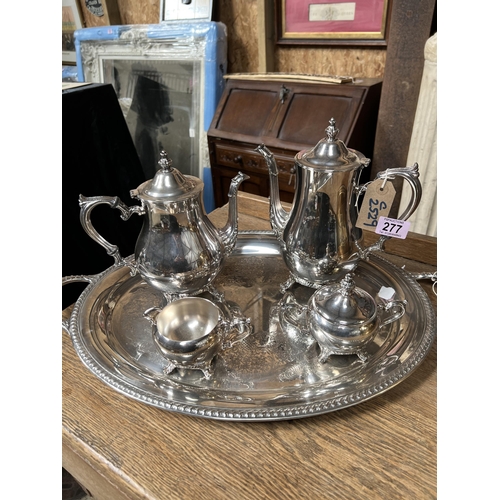 277 - plated coffee / tea set on tray