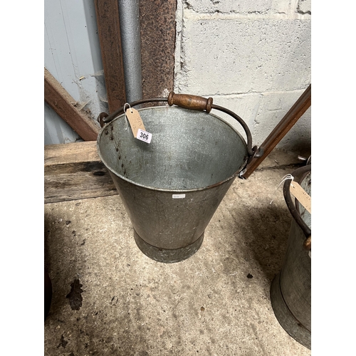 306 - metal bucket wooden handle h213