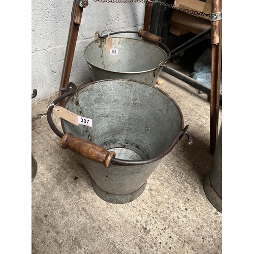 307 - metal bucket wooden handle h212