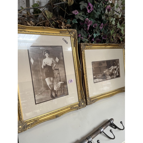 319 - 2 x ornate framed black white pictures semi nudes