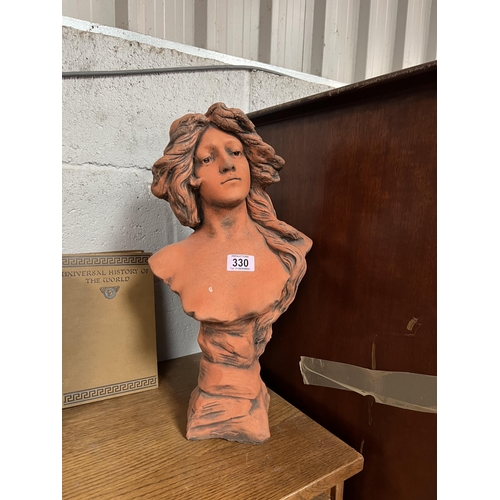 330 - concrete bust lady with long hair