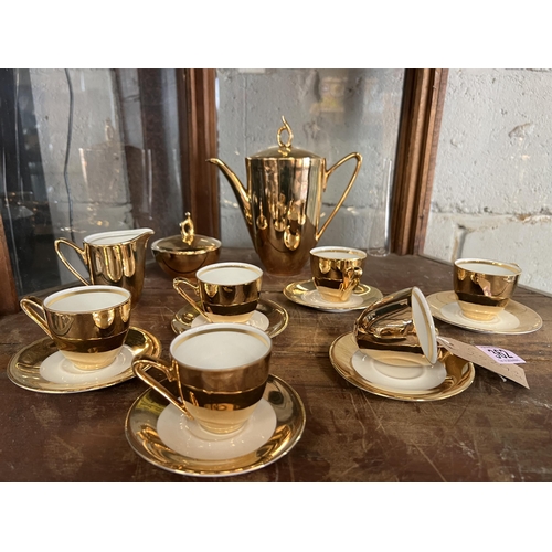 362 - vintage German coffee set gold plated