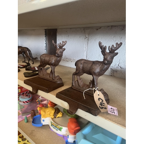 415 - 2 x metal deer shelf bag holders