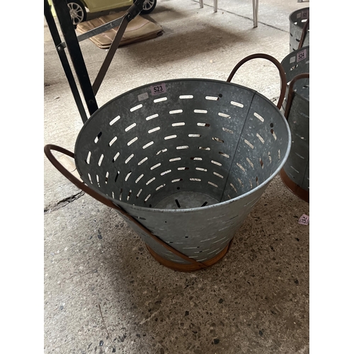 523 - Galvanised olive waste bucket h