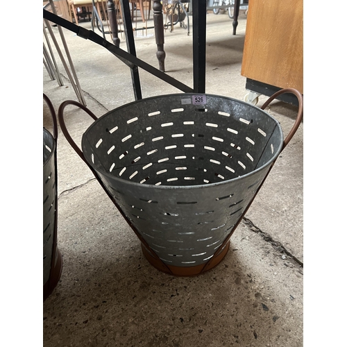 526 - Galvanised olive waste bucket h