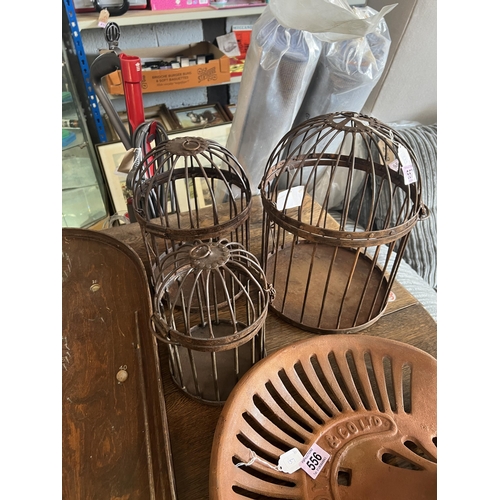 557 - 3 x metal bird cages h229