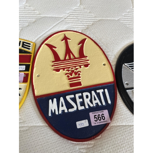 566 - Maserati cast iron sign