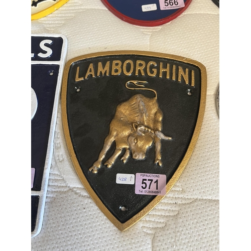 571 - Lamborghini cast iron sign