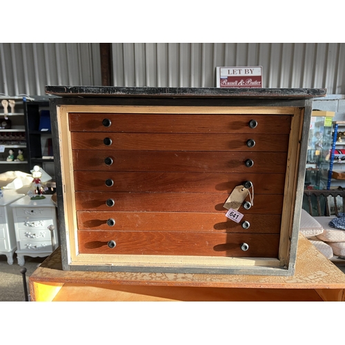 641 - collectors cabinet draws with shelf unit