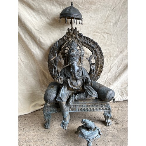 1 - Large brass Ganesha elephant Hindu god statue 48” tall x 26” wide x 18” deep , very heavy 2 person l...