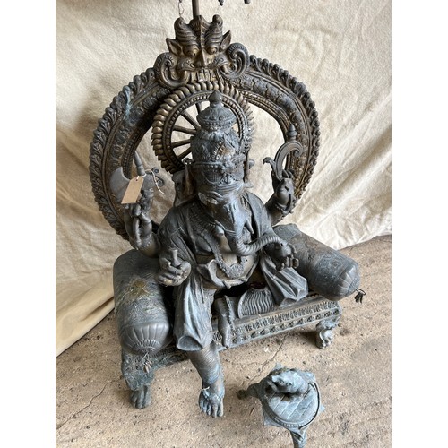 1 - Large brass Ganesha elephant Hindu god statue 48” tall x 26” wide x 18” deep , very heavy 2 person l...