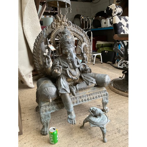 1 - Large brass Ganesha elephant Hindu god statue 48” tall x 26” wide x 18” deep , very heavy 2 person l...