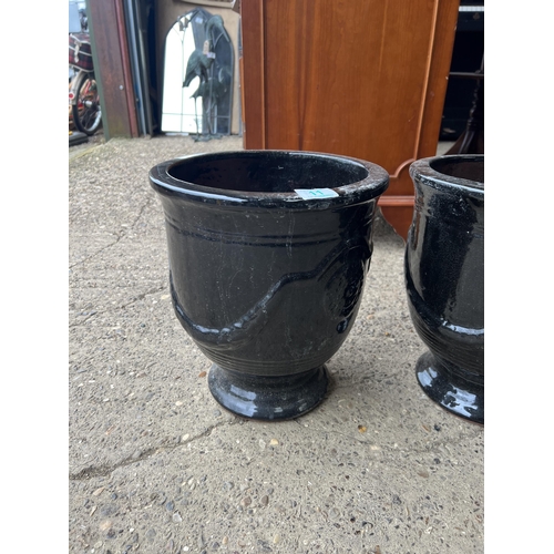 11 - Glazed REGENT glazed urn planter 30cm diameter x 33cm tall BLACK