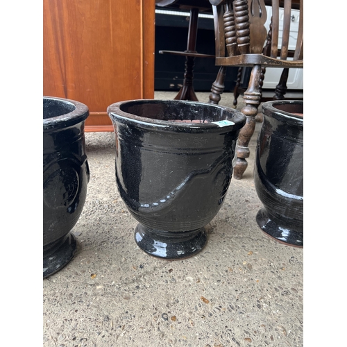 12 - Glazed REGENT glazed urn planter 30cm diameter x 33cm tall BLACK