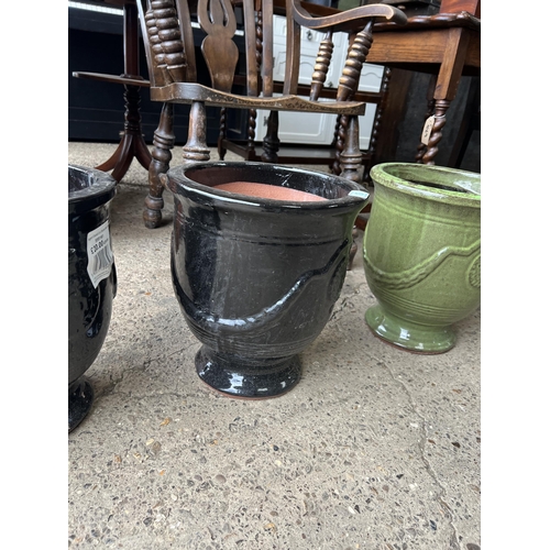 13 - Glazed REGENT glazed urn planter 30cm diameter x 33cm tall BLACK...