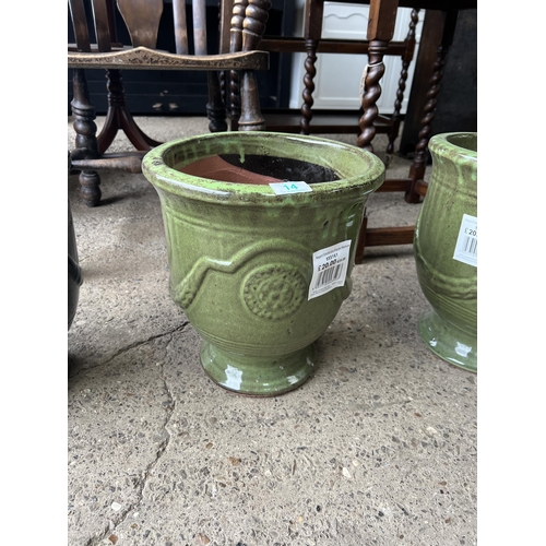 14 - Glazed REGENT glazed urn planter 30cm diameter x 33cm tall GREEN...