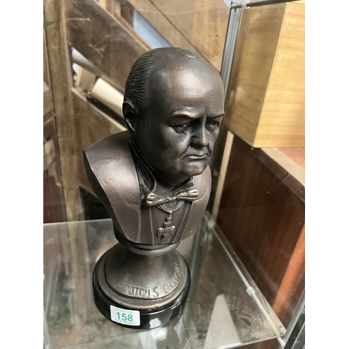 158 - h106   winston churchill bronze bust 14