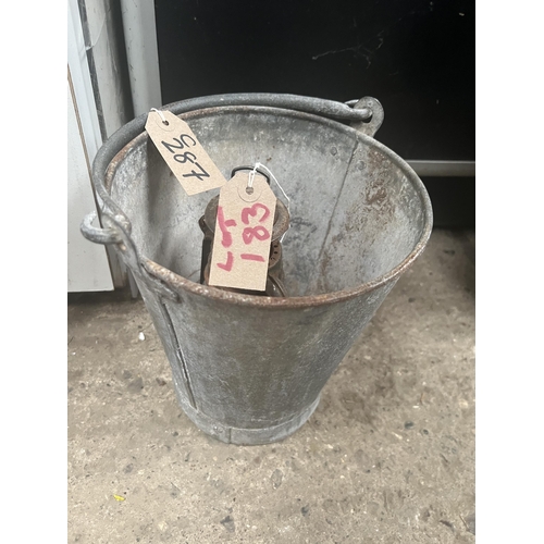 183 - galvanised bucket & storm light