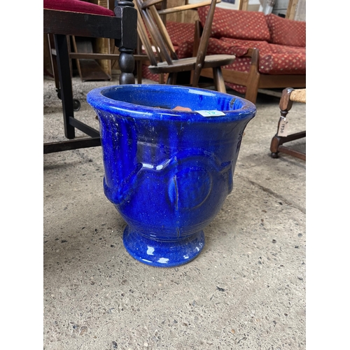 19 - Glazed REGENT glazed urn planter 30cm diameter x 33cm tall BLUE...