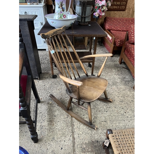 20 - ERCOL rocking chair blue label...