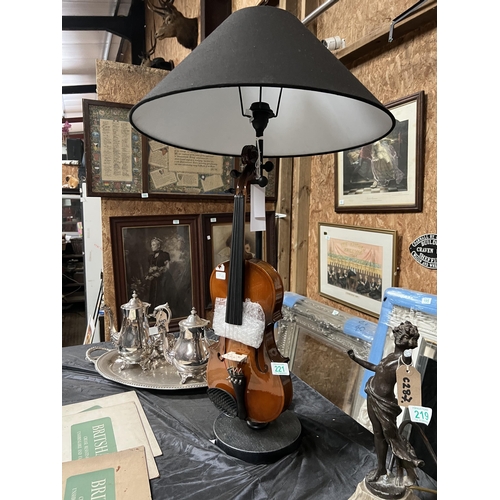 221 - Violin table lamp with shade h1