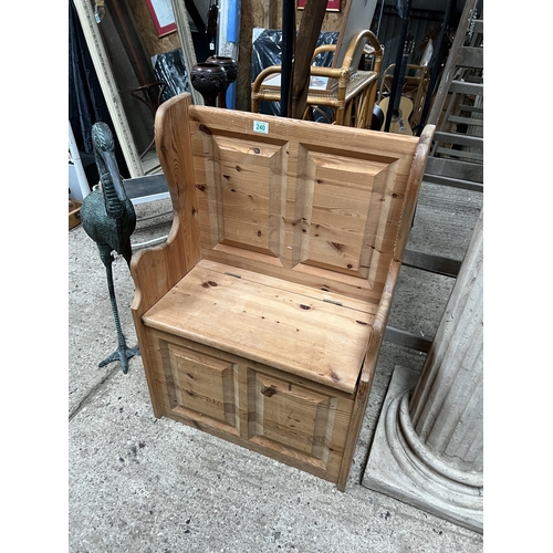 240 - Pine storage Seattle seat 61cm wide x 33cm deep x 90cm high