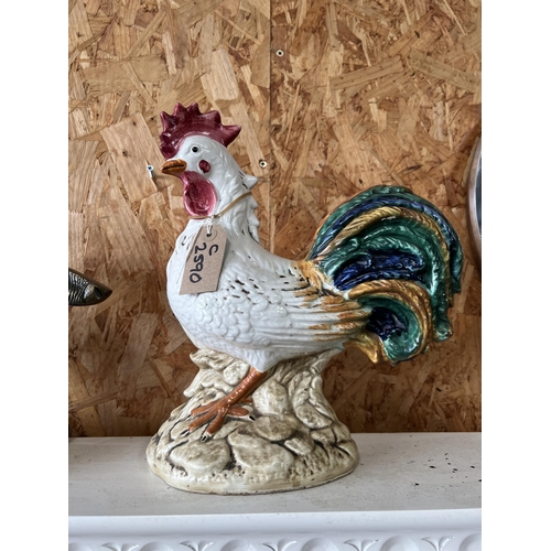 47 - ceramic cockerel 34cm high x 27cm wide