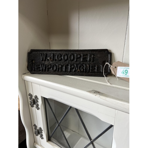 49 - vintage cast iron plaque W J COOPER , NEWPORT PAGNELL