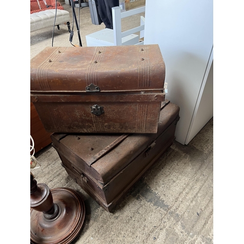 501 - 2 x vintage tin trunks