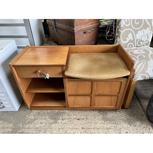 569 - Mid century teak telephone seat / table by Nathan