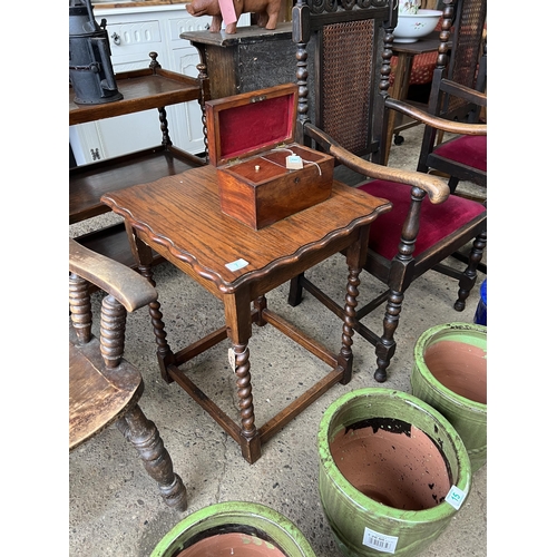 7 - Table with Barley twist legs 50cm x 50cm x 65cm high...