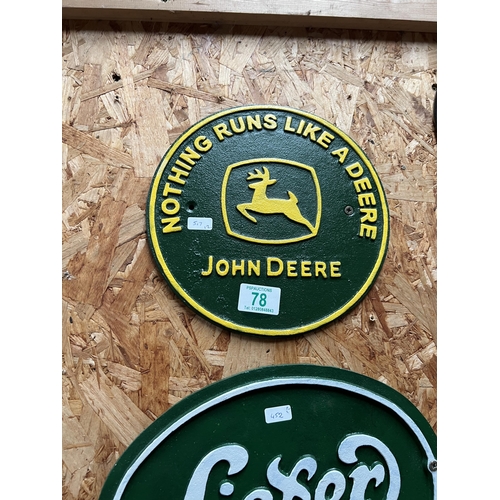 78 - h517  John Deere sign metal