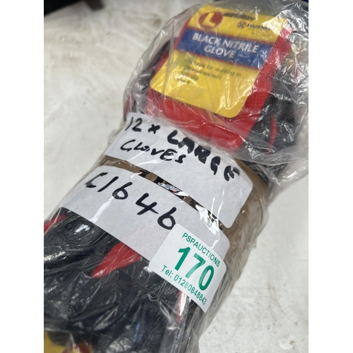 170 - 12 pairs work gloves size large