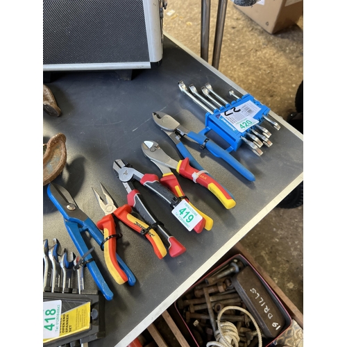 419 - Qty new tools spanners / pliers etc..