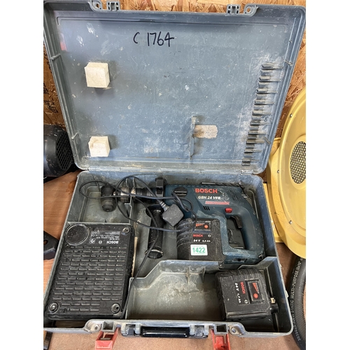 1422 - Bosch cordless hammer drill kit in case GBH 24VER