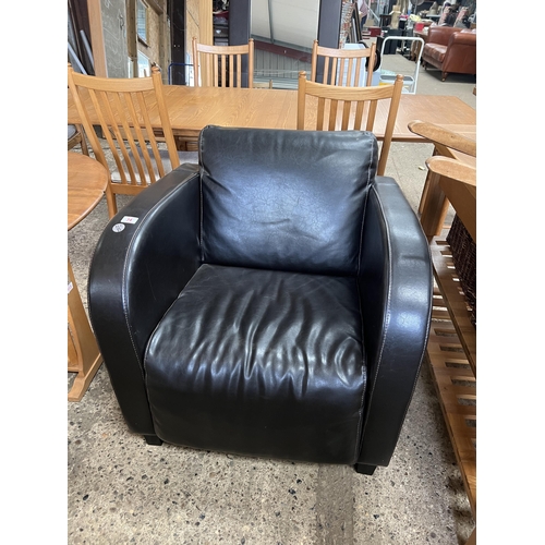 34 - dark brown leather tub chair