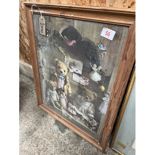 56 - framed teddy bear picture