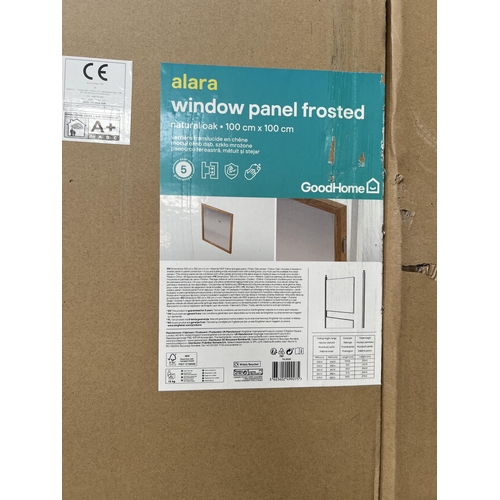 408 - New boxed window frosted panel 100cm x 100cm