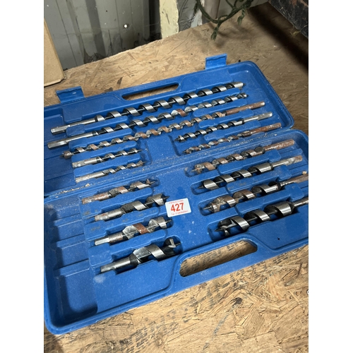 427 - wood auger drill bit set in case