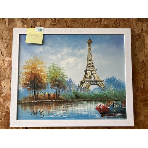 1460 - framed canvas oil painting Paris 22” x 18”