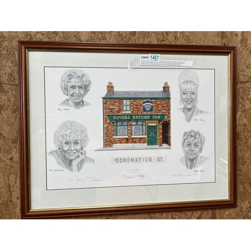 1467 - framed limited edition print CORONATION STREET signed by artist and actors Liz Dawn and Jean Alexand... 