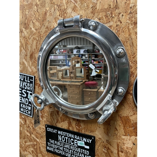 1482 - heavy chrome port hole mirror h178