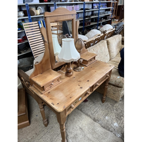 1765 - ornate pine dressing table with mirror