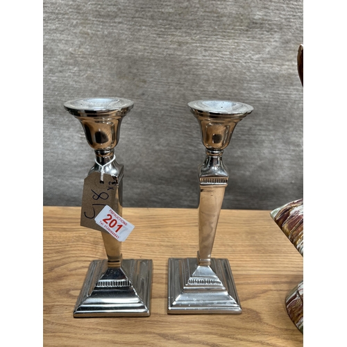 201 - pair chrome candle sticks