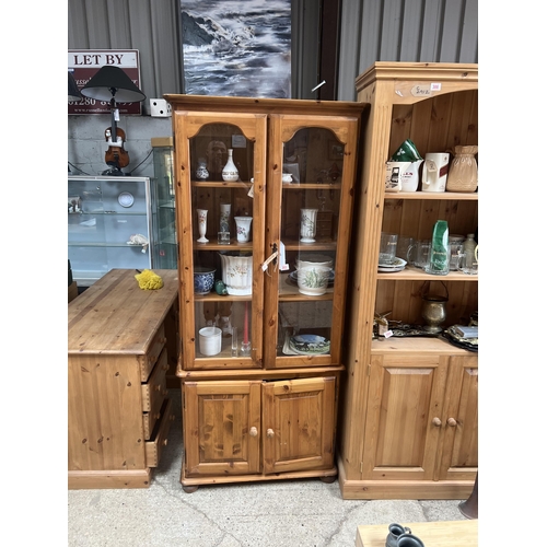 301 - Pine glass front cabinet