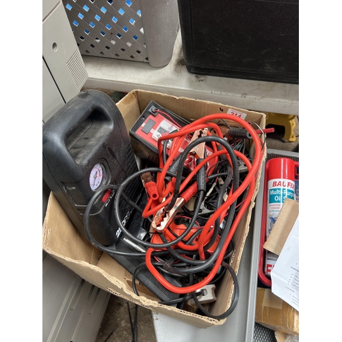 214 - mixed lot battery charger plus jump leads etc..