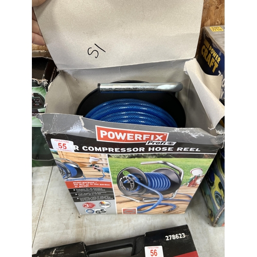 55 - new boxed air compressor hose reel