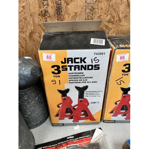 65 - new boxed 3 ton jack stands