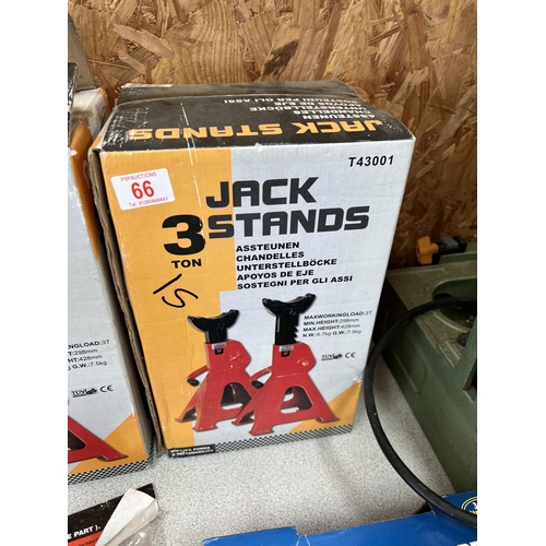 66 - new boxed 3 ton jack stands